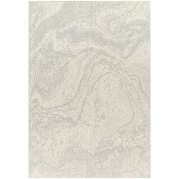 Mark&Day Outdoor Rugs, 6x9 Dalvin Modern Abstract Marble Indoor/Outdoor Light Gray/Beige Area Rug, Non Shedding Grey Beige Carpet for Patio, Porch, Deck, Bedroom, Living Room or Kitchen (6'7" x 9')