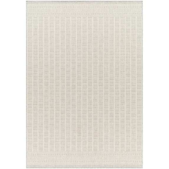 Mark&Day Outdoor Rugs, 6x9 Dathan Cottage Indoor/Outdoor Light Gray/Beige Area Rug, Non Shedding Grey Beige Carpet for Patio, Porch, Deck, Bedroom, Living Room or Kitchen (6'7" x 9')