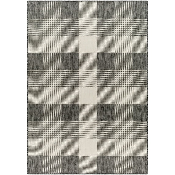 Mark&Day Outdoor Area Rugs, 6x9 Jarad Cottage Indoor/Outdoor Black Cream Area Rug (6'7" x 9')