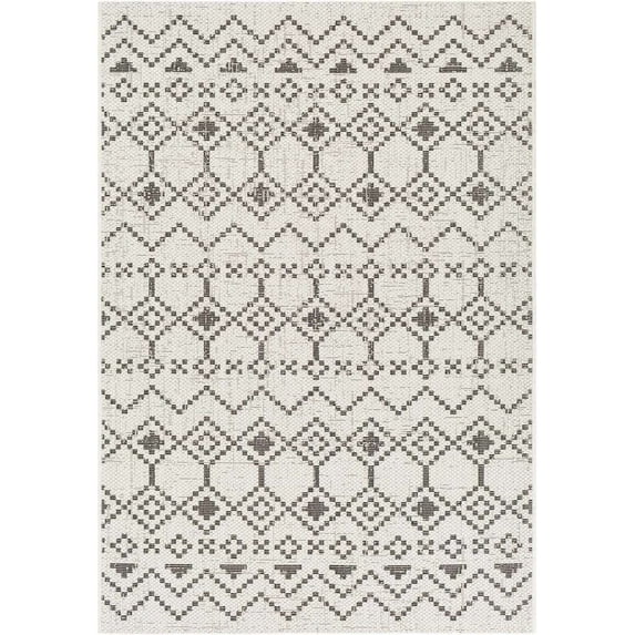 Mark&Day Outdoor Rugs, 6x9 Meppel Global Indoor/Outdoor White Area Rug, Non Shedding White Carpet for Patio, Porch, Deck, Bedroom, Living Room or Kitchen (6'7" x 9')