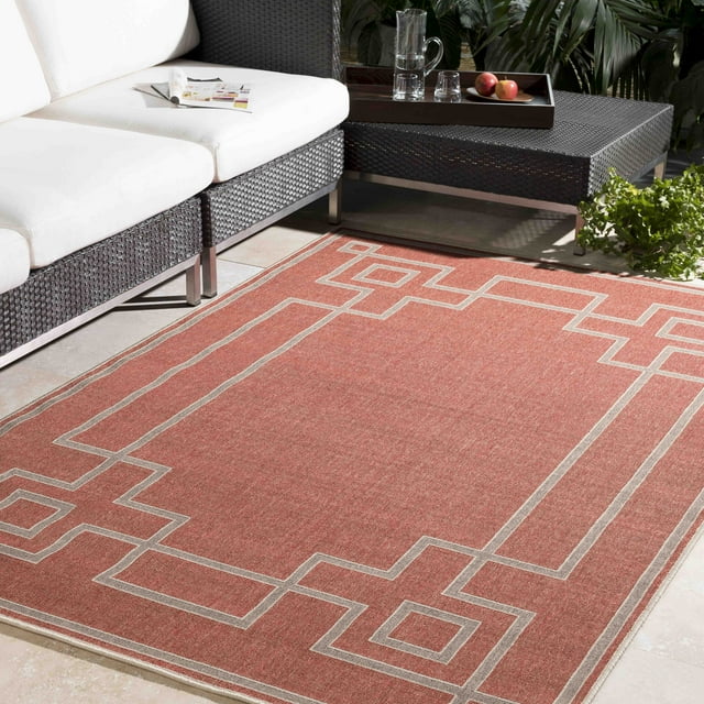 Mark&Day Outdoor Area Rugs, 6x9 Natalie Cottage Indoor/Outdoor Rust ...