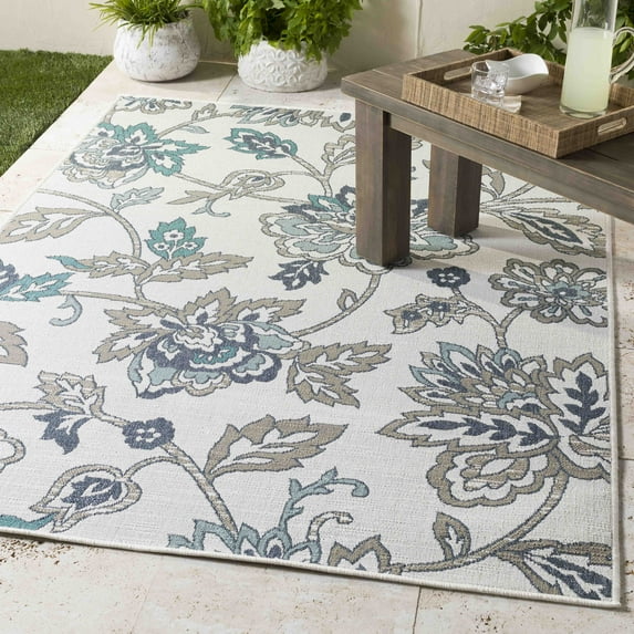 Mark&Day Outdoor Area Rugs, 6x9 Selma Cottage Indoor/Outdoor Aqua Area Rug (5'11" x 8'10")