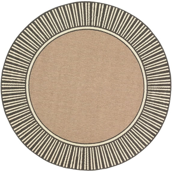 Mark&Day Outdoor Rugs, 7ft Round Balgonie Cottage Indoor/Outdoor Camel Area Rug, Non Shedding Cream Grey Beige Carpet for Patio, Porch, Deck, Bedroom, Living Room or Kitchen (7'3" Round)