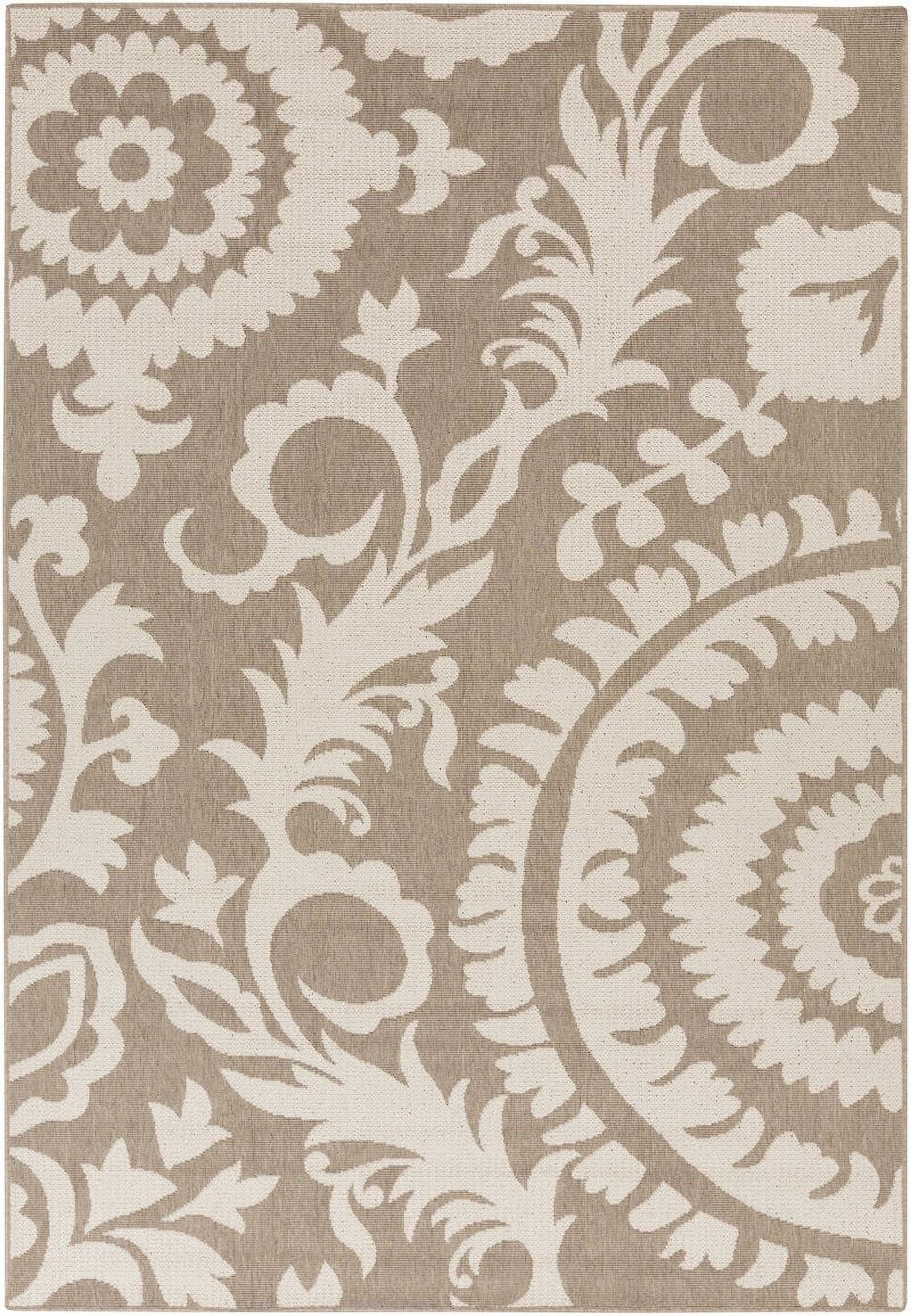 Nancy Camel and Cream Hand-Knotted Wool Area Rug 7'3" x 10'6"