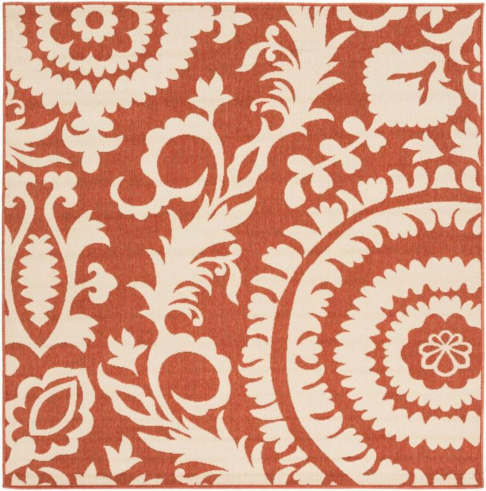 Mark&Day Outdoor Area Rugs, 7x7 Nancy Cottage Indoor/Outdoor Rust Square Area Rug (7'3" Square