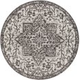 thumbnail image 1 of Mark&Day Outdoor Rugs, 8ft Round Appelscha Traditional Indoor/Outdoor Black Area Rug, Non Shedding Black Beige Carpet for Patio, Porch, Deck, Bedroom, Living Room or Kitchen (7'10" Round), 1 of 5