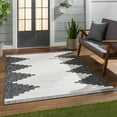 thumbnail image 1 of Mark&Day Outdoor Rugs, 8ft Round Wolfheze Global Indoor/Outdoor Black Area Rug, Non Shedding Black Beige Carpet for Patio, Porch, Deck, Bedroom, Living Room or Kitchen (7'10" Round), 1 of 10
