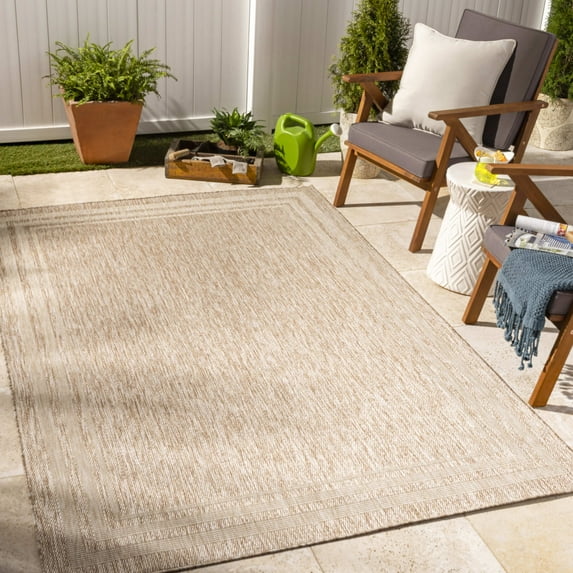 Mark&Day Outdoor Rugs, 8x10 Agency Cottage Indoor/Outdoor Brown Area Rug, Non Shedding Brown Beige Carpet for Patio, Porch, Deck, Bedroom, Living Room or Kitchen (7'10" x 10')