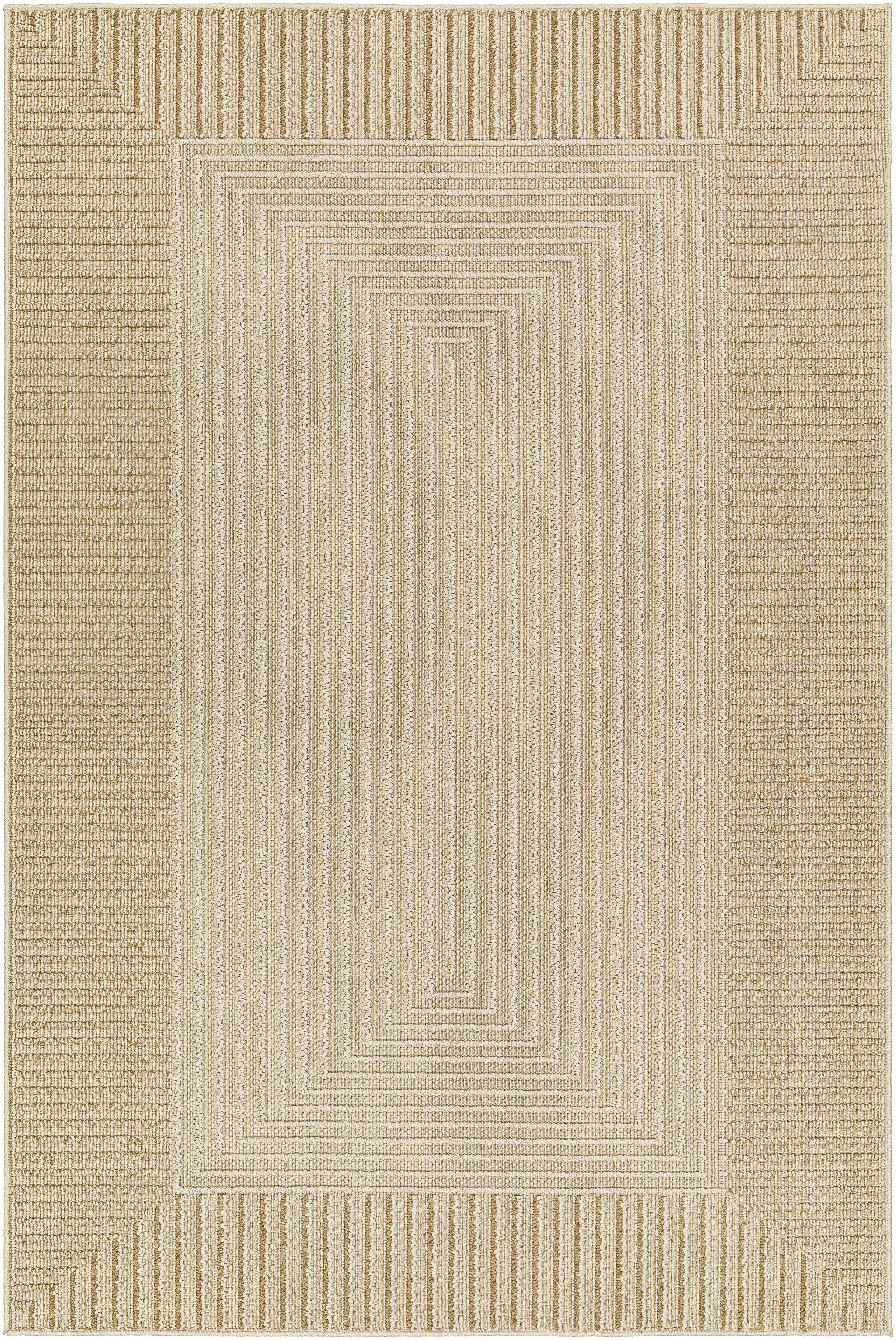 Ivory Geometric Synthetic Fur Stain-Resistant 8' x 10' Rug