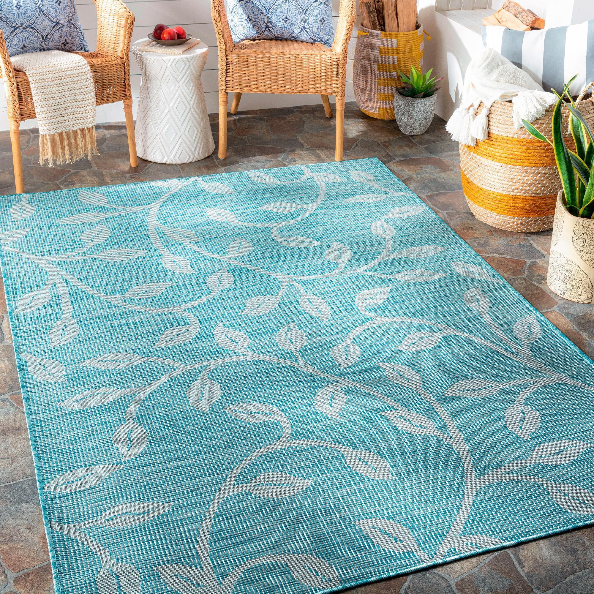 Mark&Day Outdoor Rugs, 8x10 Broekhorn Traditional Indoor/Outdoor Aqua ...