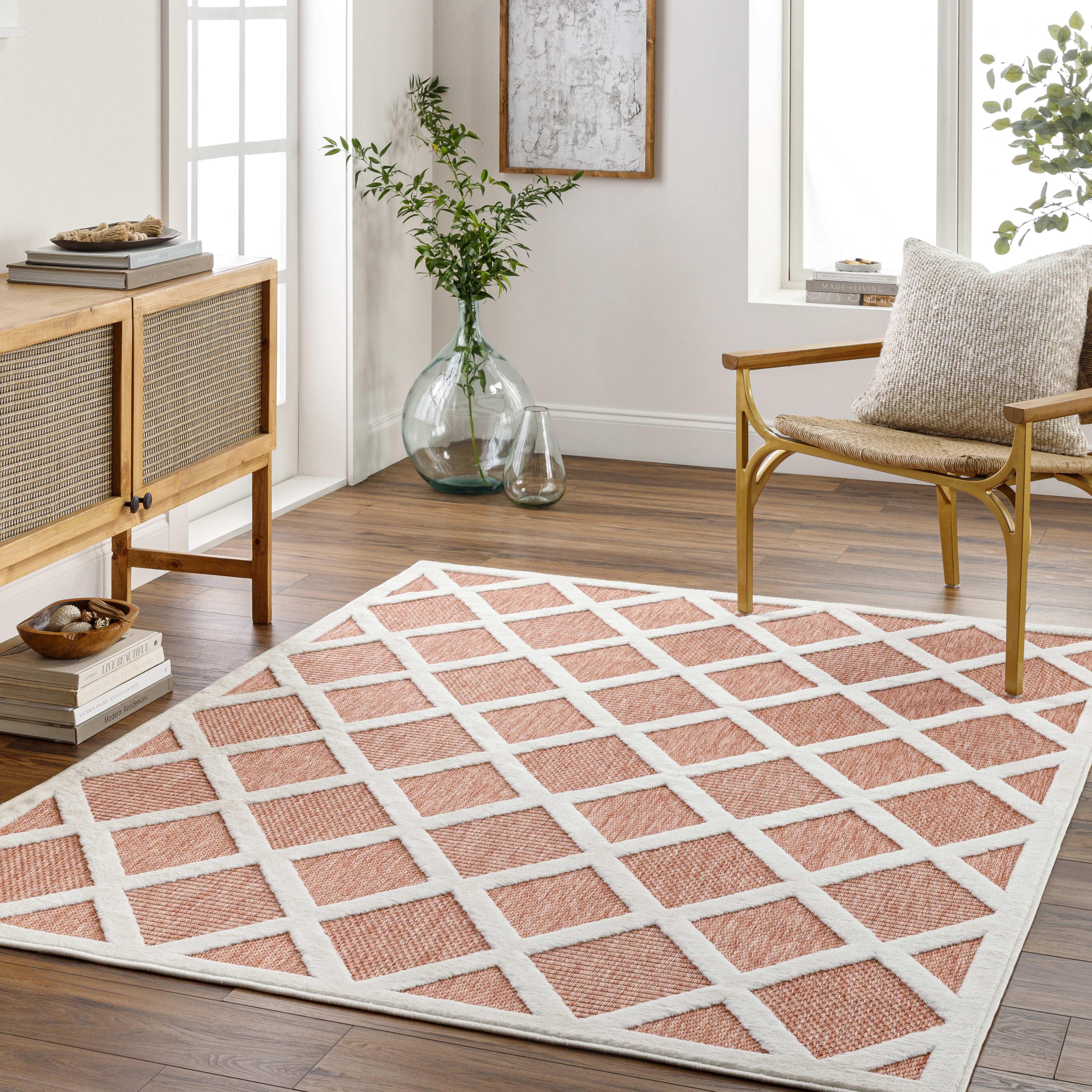 Mark&Day Outdoor Area Rugs, 8x10 Calloway Modern Indoor/Outdoor Burnt ...