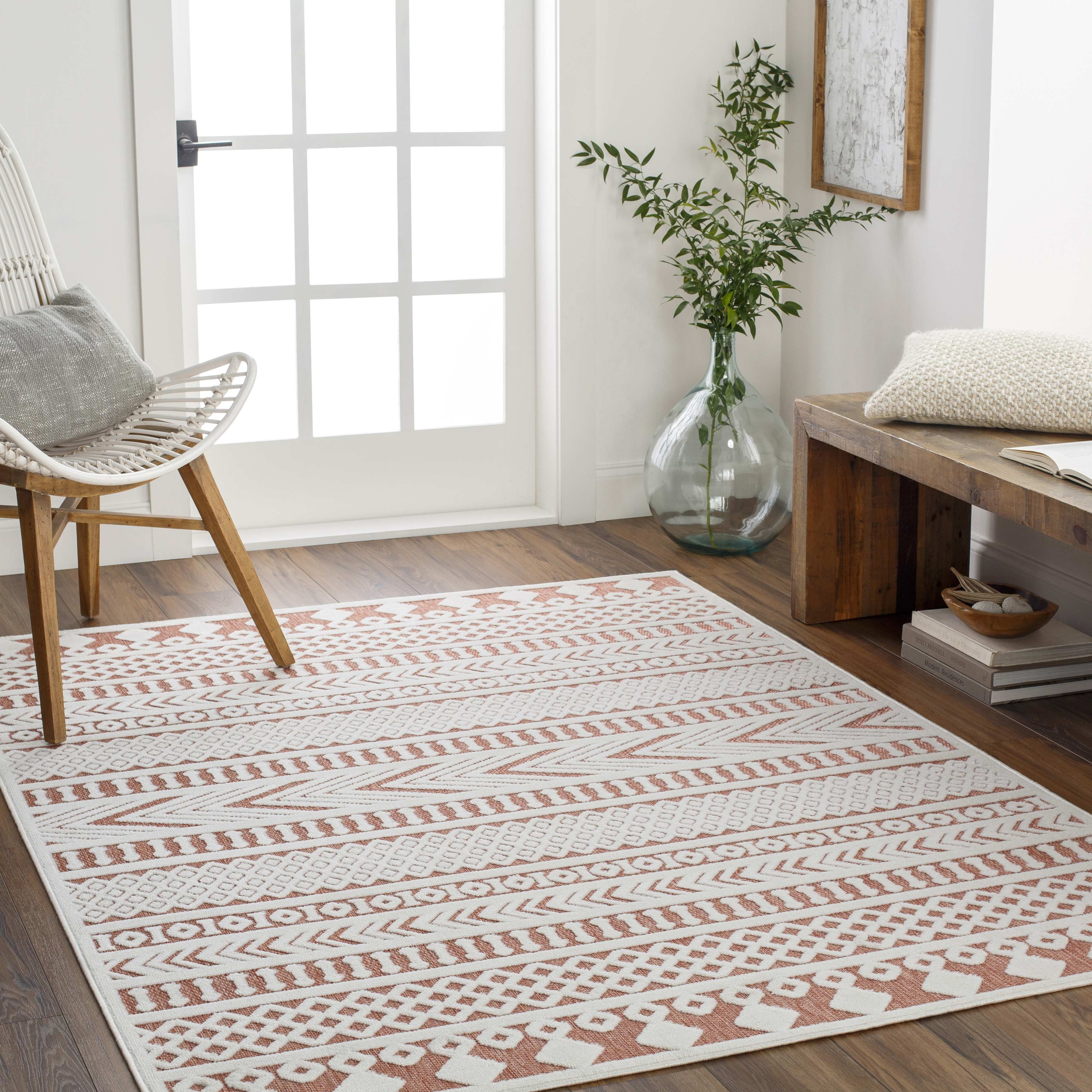 Mark&Day Outdoor Rugs, 8x10 Chapman Modern Indoor/Outdoor Burnt Orange ...