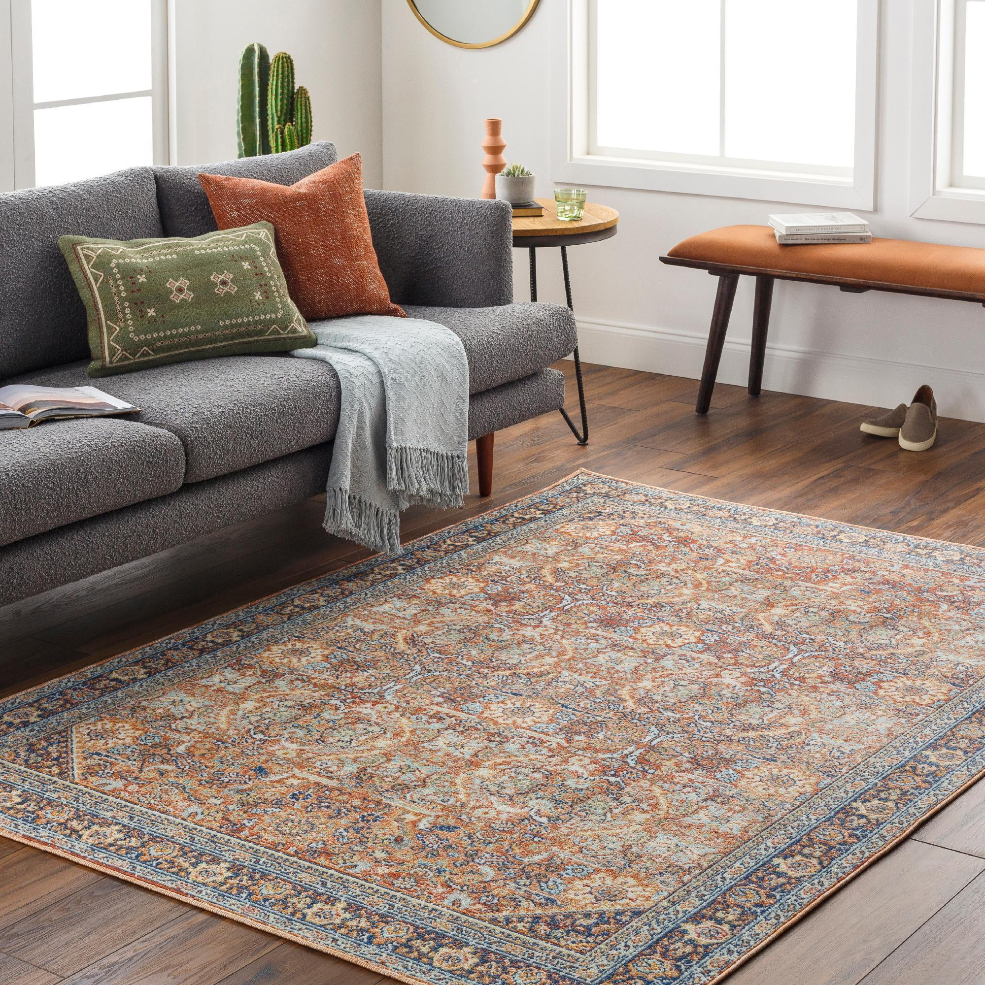 Robertson Burgundy and Ivory Synthetic Traditional Area Rug 7'10" x 10'