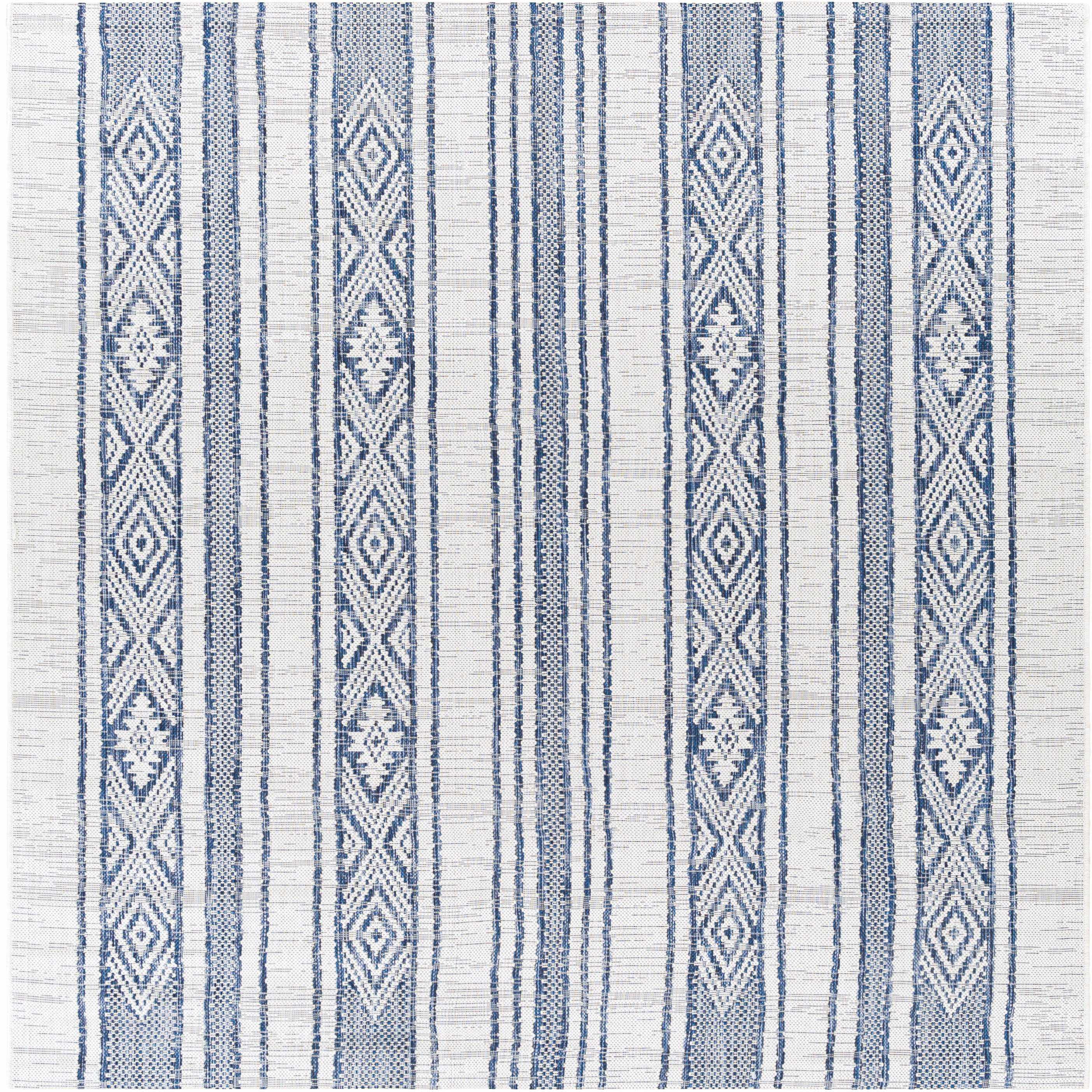 Mark&Day Outdoor Area Rugs, 8x8 Aerdt Global Indoor/Outdoor Pale Blue ...