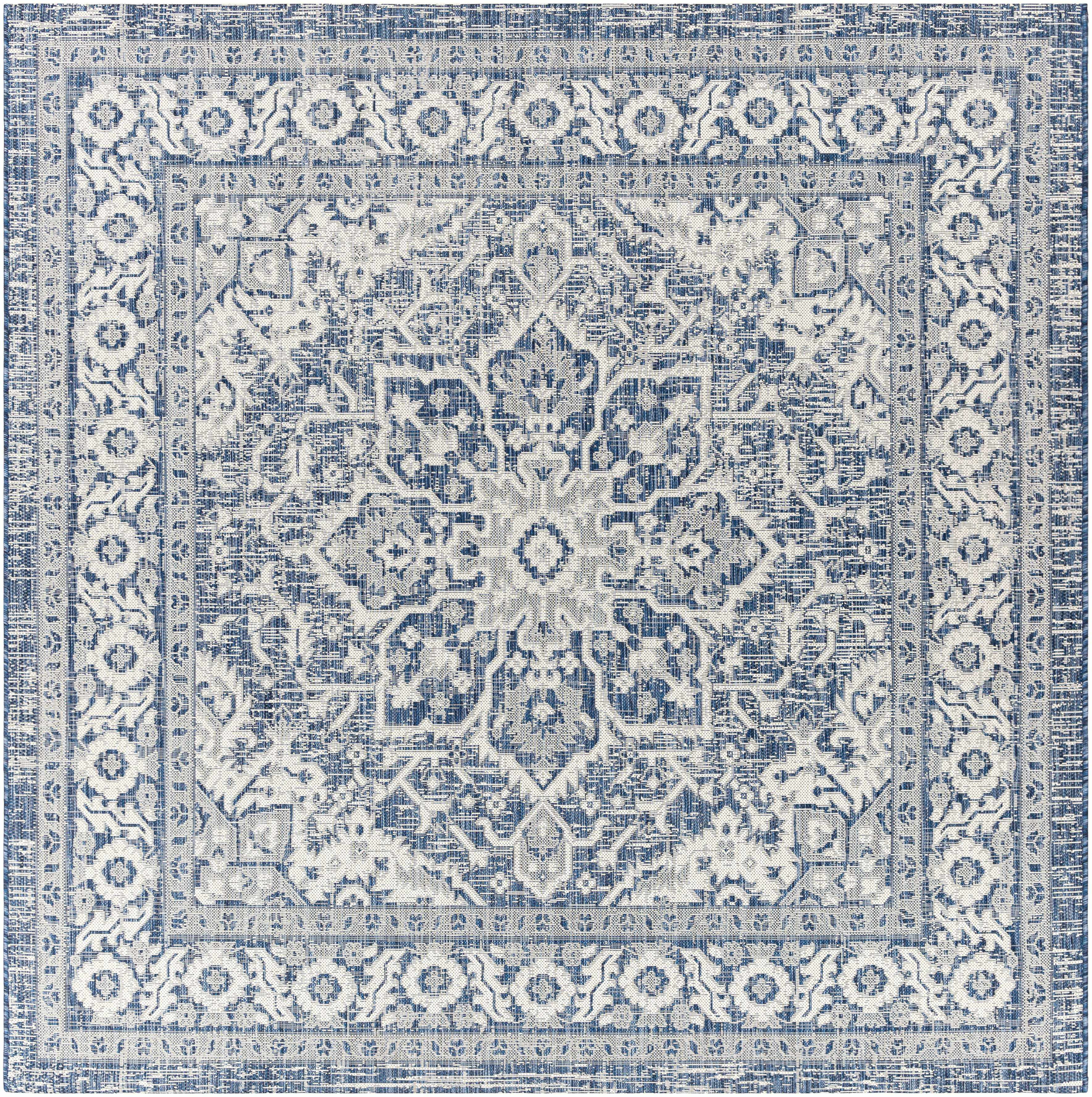Mark&Day Outdoor Rugs, 8x8 Mantinge Traditional Indoor/Outdoor Navy ...