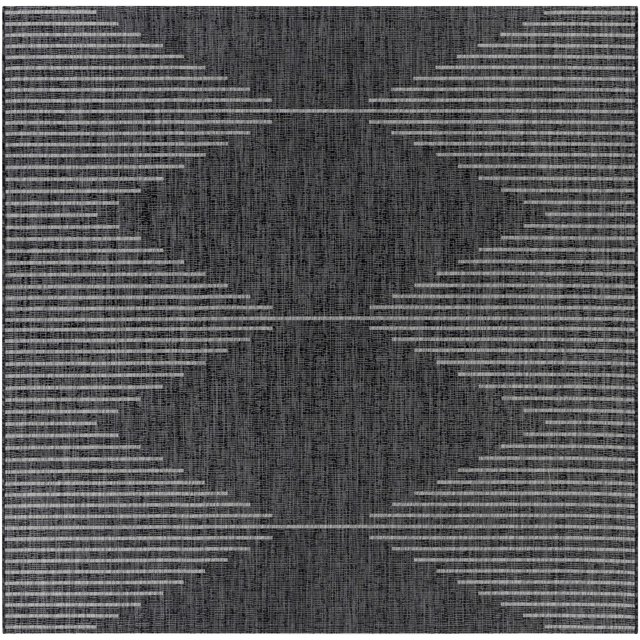 Mark&Day Outdoor Area Rugs, 8x8 Okswerd Global Indoor/Outdoor Charcoal ...