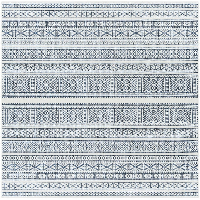 Mark&Day Outdoor Area Rugs, 8x8 Zoelen Global Indoor/Outdoor Navy ...