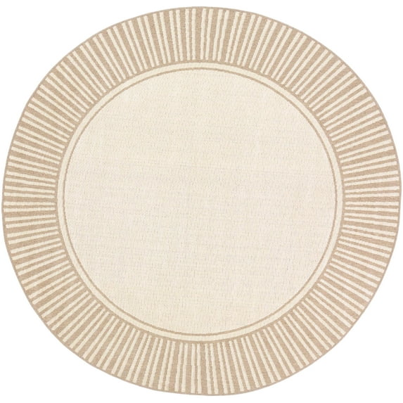 Mark&Day Outdoor Rugs, 9ft Round Balgonie Cottage Indoor/Outdoor Cream Area Rug, Non Shedding Cream Beige Carpet for Patio, Porch, Deck, Bedroom, Living Room or Kitchen (8'10" Round)