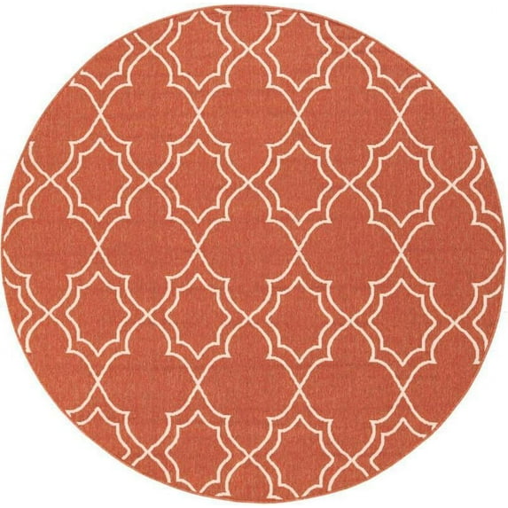 Mark&Day Outdoor Rugs, 9ft Round Liam Cottage Indoor/Outdoor Red Area Rug, Non Shedding Red Carpet for Patio, Porch, Deck, Bedroom, Living Room or Kitchen (8'10" Round)