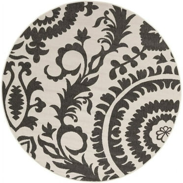 Mark&Day Outdoor Area Rugs, 9ft Round Nancy Cottage Indoor/Outdoor Cream Area Rug (8'10" Round)