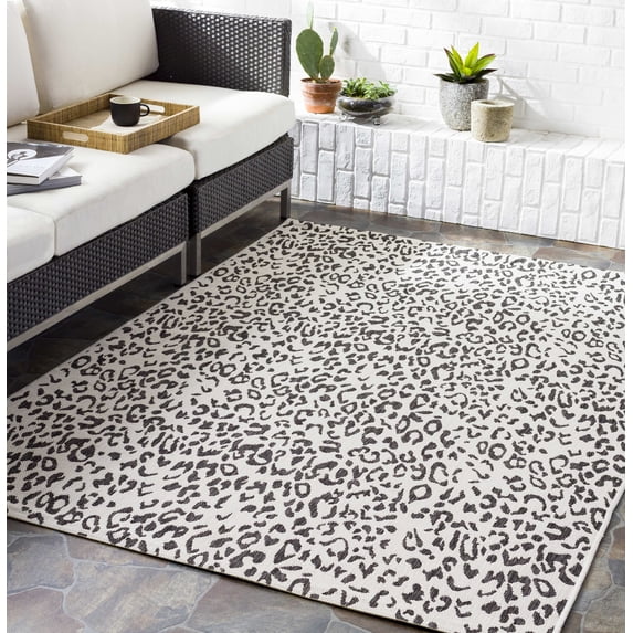 Mark&Day Outdoor Rugs, 9x12 Alem Modern Indoor/Outdoor Black Area Rug, Non Shedding Black Beige Carpet for Patio, Porch, Deck, Bedroom, Living Room or Kitchen (8'10" x 12')