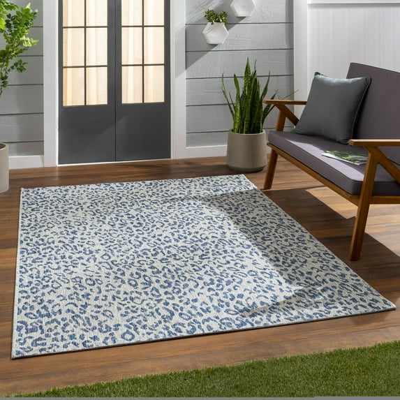 Mark&Day Outdoor Rugs, 9x12 Alem Modern Indoor/Outdoor Navy Area Rug, Non Shedding Blue Carpet for Patio, Porch, Deck, Bedroom, Living Room or Kitchen (8'10" x 12')