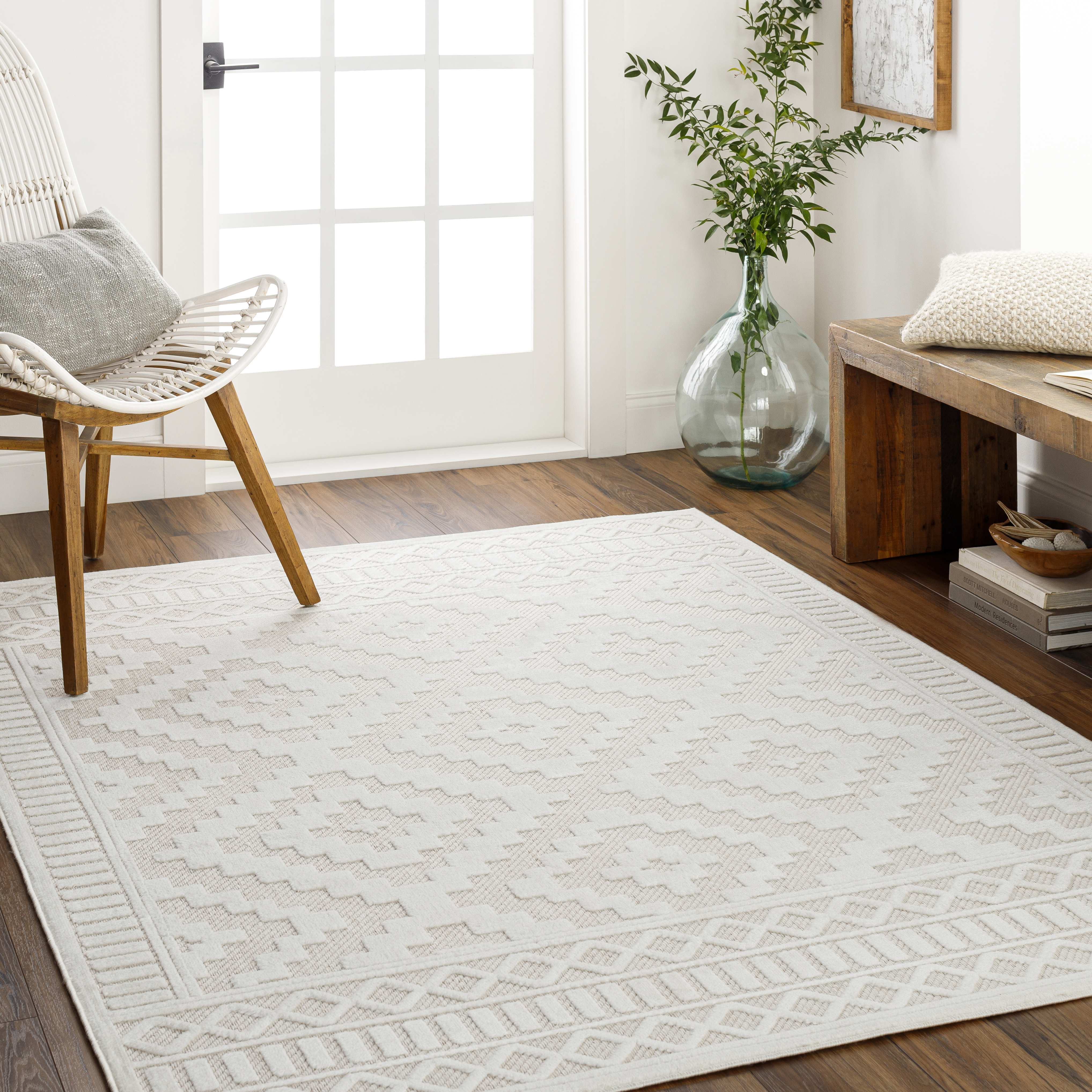 Mark&Day Outdoor Area Rugs, 9x12 Bushong Modern Indoor/Outdoor Cream ...