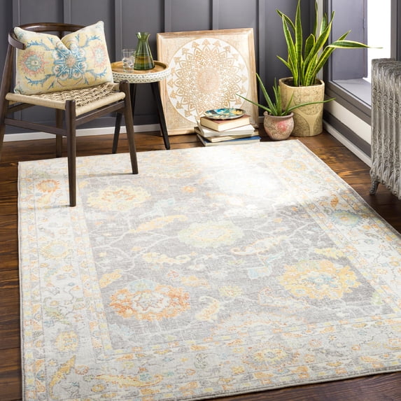 Mark&Day Outdoor Rugs, 9x12 Oak Park Traditional Indoor/Outdoor Butter Area Rug, Non Shedding Yellow Grey Brown Carpet for Patio, Porch, Deck, Bedroom, Living Room or Kitchen (8'10" x 12')