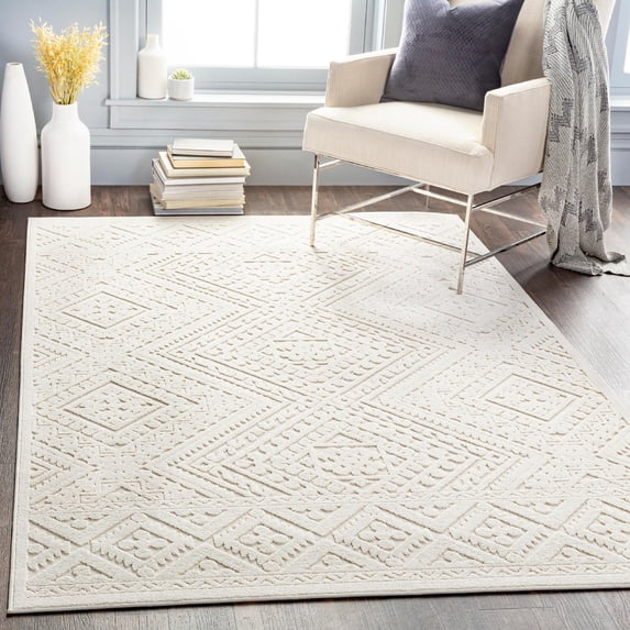 Mark&Day Outdoor Rugs, 9x12 Weurt Global Indoor/Outdoor Cream Area Rug, Non Shedding Cream White Carpet for Patio, Porch, Deck, Bedroom, Living Room or Kitchen (9'2" x 12')