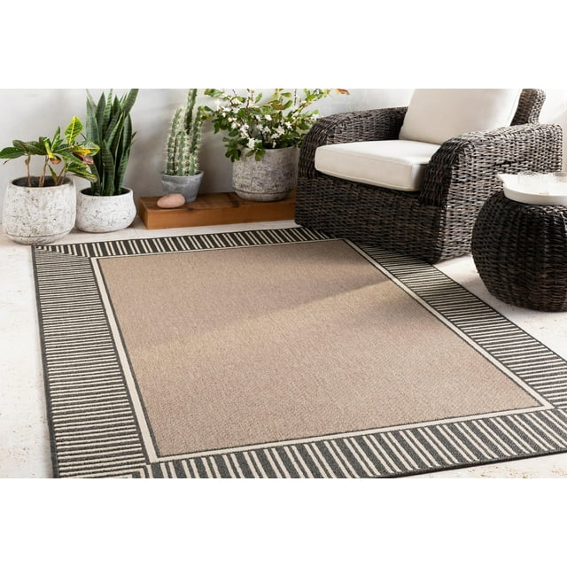 Mark&Day Outdoor Area Rugs, 9x9 Balgonie Cottage Indoor/Outdoor Camel ...