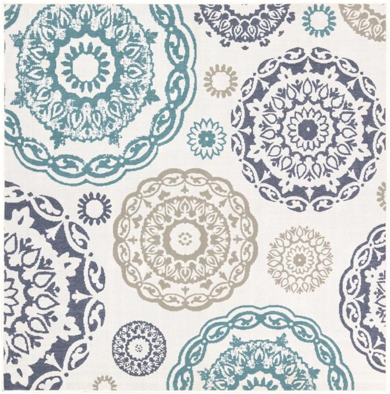 Mark&Day Outdoor Area Rugs, 9x9 Ethan Cottage Indoor/Outdoor Teal ...