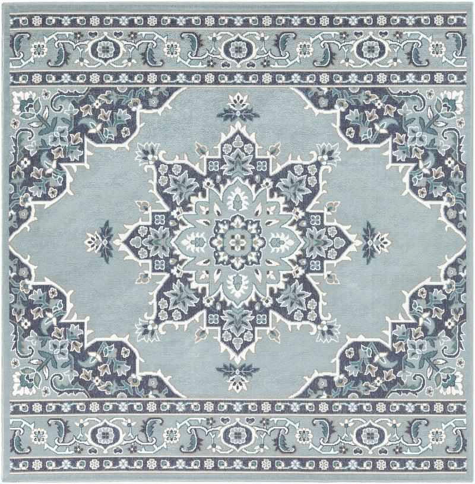 Mark&Day Outdoor Area Rugs, 9x9 Lyla Traditional Indoor/Outdoor Aqua ...