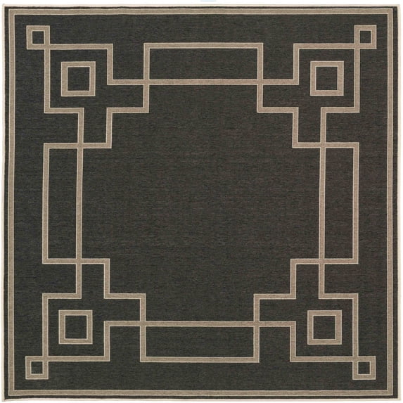 Mark&Day Outdoor Area Rugs, 9x9 Natalie Cottage Indoor/Outdoor Black Camel Square Area Rug (8'10" Square)