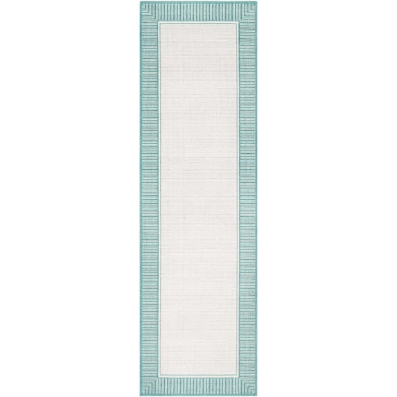 Mark&Day Outdoor Rugs, 2x12 Balgonie Cottage Indoor/Outdoor Teal Runner Area Rug, Non Shedding Blue Grey Carpet for Patio, Porch, Deck, Bedroom, Living Room or Kitchen (2'5" x 11'10" Runner)