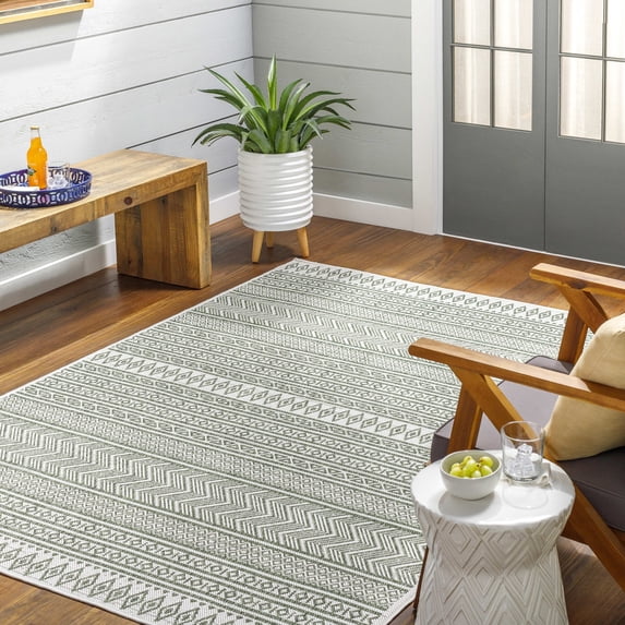 Mark&Day Outdoor Rugs, 3x12 Antibes Global Indoor/Outdoor Olive Green ...