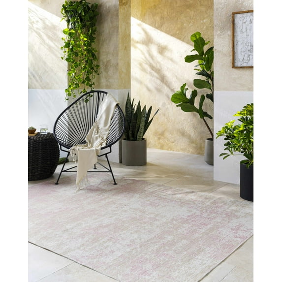 Mark&Day Outdoor Rugs, 5x7 Cailey Coastal Indoor/Outdoor Light Beige Area Rug, Non Shedding Beige White Pink Carpet for Patio, Deck, Bedroom, Living Room or Kitchen (5'2" x 7')