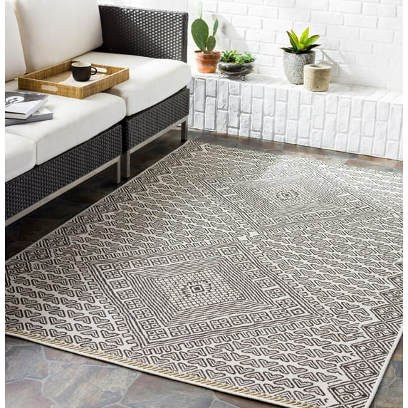 Mark&Day Outdoor Rugs, 5x7 Napels Global Indoor/Outdoor Medium Gray Area Rug, Non Shedding Brown Grey Carpet for Patio, Porch, Deck, Bedroom, Living Room or Kitchen (5'3" x 7'7")