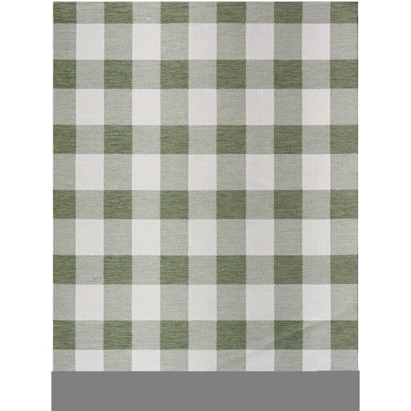Mark&Day Outdoor Rugs, 5x7 Verena Modern Indoor/Outdoor Dark Moss Checkered Rug, Non Shedding Medium Green Off-White Carpet for Patio, Porch, Deck, Bedroom, Living Room or Kitchen (5'2" x 7')