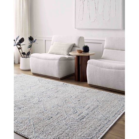 Mark&Day Outdoor Rugs, 8x10 Mitul Modern Indoor/Outdoor Light Silver Area Rug, Non Shedding Silver Blue Carpet for Patio, Porch, Deck, Bedroom, Living Room or Kitchen (8' x 10')
