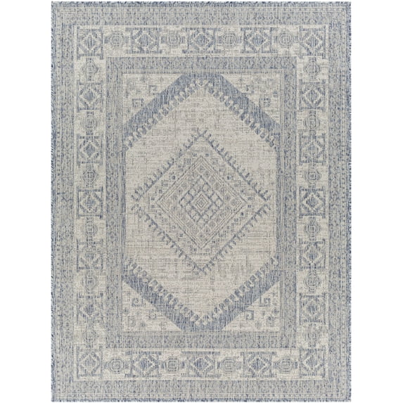 Mark&Day Outdoor Rugs, 9x12 Kimballton Global Indoor/Outdoor Ivory Area Rug, Non Shedding Ivory Blue Carpet for Patio, Porch, Deck, Bedroom, Living Room or Kitchen (9'2" x 12')