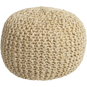 Mark&Day Pouf Ottoman - Hainfeld Natural Fiber Butter Round Foot Rest 14x20x20