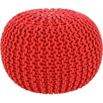 Mark&Day Pouf Ottoman, Harmannsdorf Texture Bright Red Round Pouf Foot Rest for Living Room, Bedroom and Boho Home Decor (14"x20"x20")