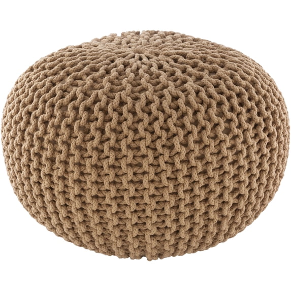 Mark&Day Pouf Ottoman, Harmannsdorf Texture Camel Round Pouf Foot Rest for Living Room, Bedroom and Boho Home Decor (14"x20"x20")