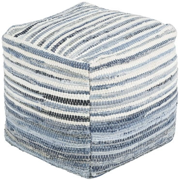 Mark&Day Pouf Ottoman - Korneuburg Natural Fiber Navy Cube Foot Rest 16x16x16