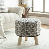 Mark&Day Pouf Ottoman, Oberalm Light Gray Round Pouf Foot Rest Furniture Piece for Living Room, Bedroom and Boho Home Decor (17"x18"x18")