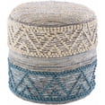 thumbnail image 1 of Mark&Day Pouf Ottoman, Obersiebenbrunn Bohemian/Global Teal Cylinder Pouf Foot Rest for Living Room, Bedroom and Boho Home Decor (16"x18"x18"), 1 of 1