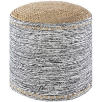 Mark&Day Pouf Ottoman - Petzenkirchen Natural Fiber Khaki Cylinder Foot Rest 16x18x18