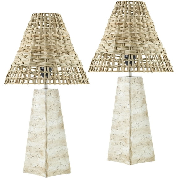 Mark&Day Table Lamps, Durand Modern Brown/Light Gray Bedside Table Lamp Set of 2 for Nightstand Bedroom, Living Room or Office (21" H x 5" W x 5" D)