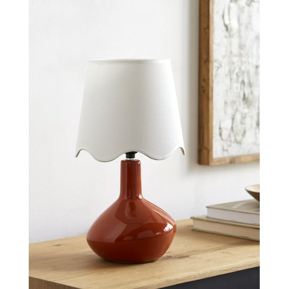Mark&Day Table Lamps, Eiman Rustic Red/White Bedside Table Lamp for Nightstand Bedroom, Living Room or Office (15" H x 9" W x 9" D)