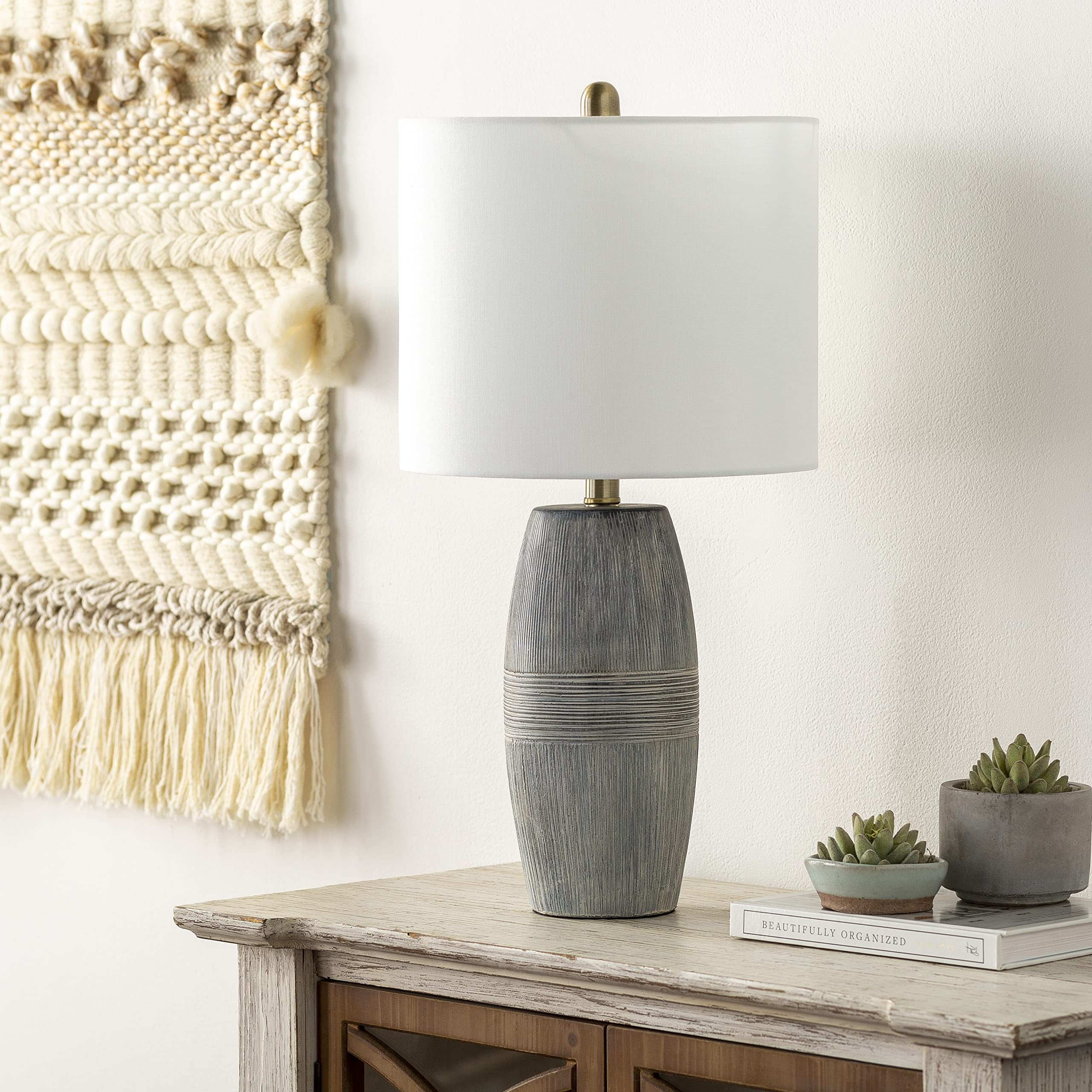 Mark&Day Table Lamps, Kan Light Grey Bedside Table Lamp for Nightstand